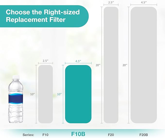 SimPure Whole House Water Filter Cartridges 10" x 4.5" GAC/KDF Carbon and Heavy Metal Filter, for DB10C-2KDF, DB10P, WGB21B-KS, FG15B-KS, GE FXHTC, GXWH40L, 6 Pack