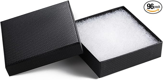 GEFTOL Jewelry Gift Boxes 96 Pack 3.5x3.5x1 Inch Cardboard Jewelry Boxes,Small Gift Boxes for Jewelry Earrings Necklaces Handmade Bangles Bracelets(Black)