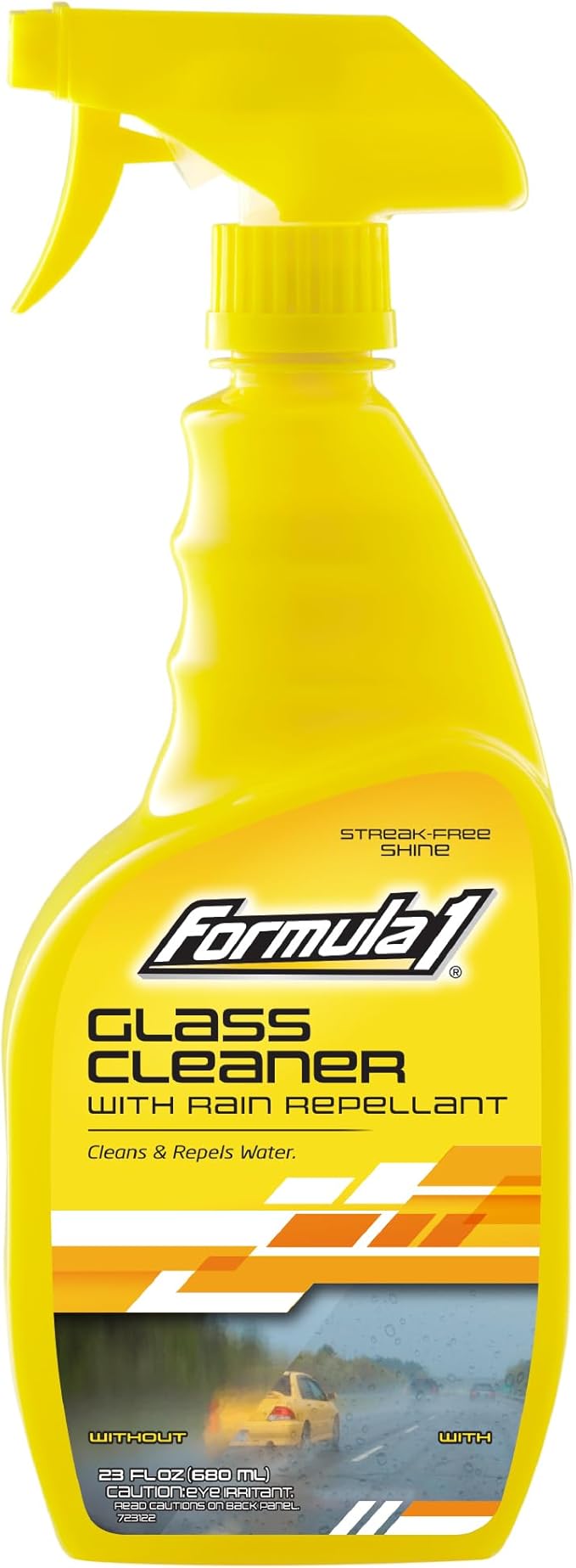 Formula 1 Glass Cleaner with Rain Repellent - Windshield Cleaning Spray for Streak-Free Finish, Improve Visability in Rain, Snow, or Sleet, 23 oz.