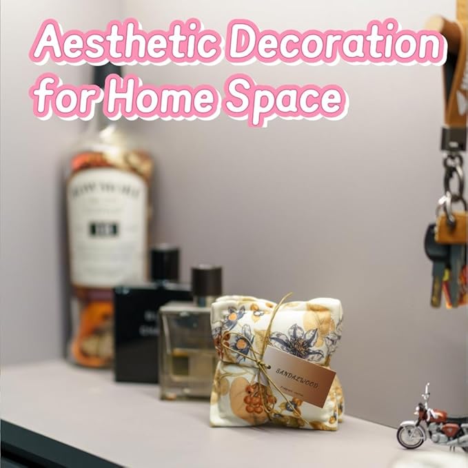 AUCUDA Christmas 4pcs Sandalwood Scented Sachet Bags for Drawers and Closets Decorations, Potpourri Packets for Women Clothes Storage, Winter Holiday Fragrance Pillow for Bedroom Indoor, Fresheners.