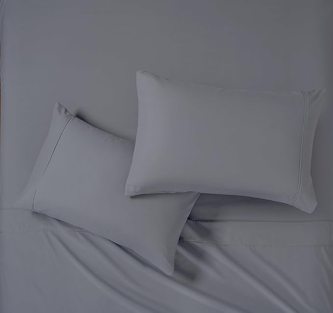 Modern Threads Soft Microfiber Solid Sheets - Luxurious Microfiber Bed Sheets - Includes Flat Sheet, Fitted Sheet with Deep Pockets, & Pillowcases Stone California King