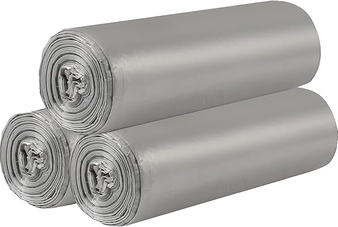 3 Rolls Small Trash Bags - 60 Counts Durable 4 Gallon Small Garbage Bags for home office kitchen Bathroom Bedroom Trash Can liners（Silver）
