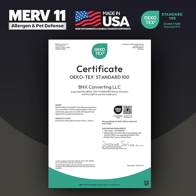 BNX TruFilter 16x25x5 (15.88’’ x 24.75’’ x 4.38‘’ Honeywell Compatible 4”) MERV 11 Air Filter (2-Pack) - MADE IN USA - AC Furnace Filters for Allergies, Dust, Pet, Smoke, Allergy MPR 1200 FPR 7