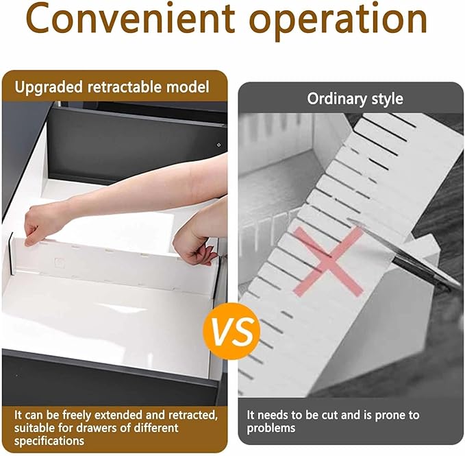8 Pack Drawer Dividers for Clothes, 3.74" High 14.76"-25.79" Adjustable Expandable Dresser Drawer Organizer, Clear Plastic Separators for Dresser, Baby Clothing, Underwear, Cosmetic, Toilet