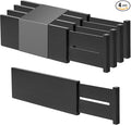 Utoplike Bamboo Dresser Drawer Dividers, 4'' High Adjustable Drawer Organizers for Clothing, Spring Loaded, Works in Kitchen, Bathroom, Bedroom, Drawer, Desk, 4 PCS, Black