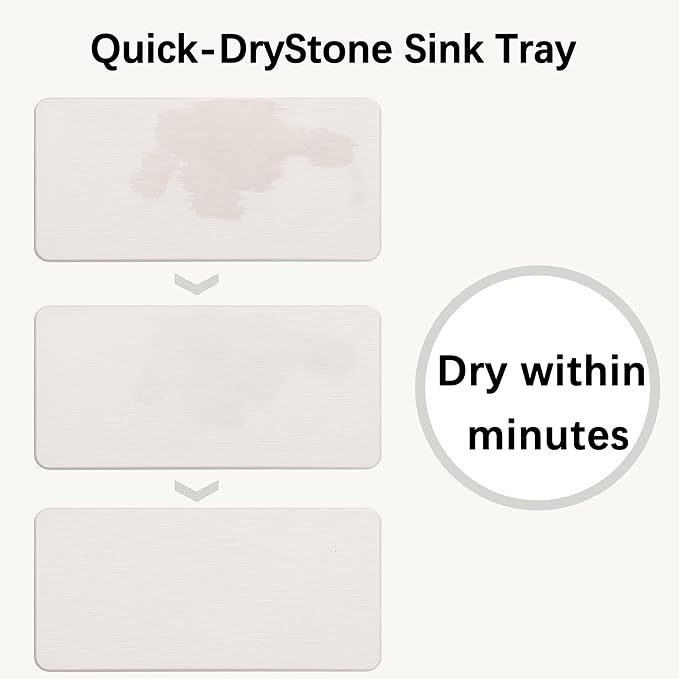 NiuYichee 2 Pcs Water Absorbing Stone Trays, Kitchen/Bathroom Sink Soap Dish, Diatomite Tray Used for Hand Soap & Cosmetic Bottles in The Modern Home, 4" W x 8.3" L, White