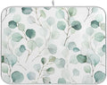 Green Leaves Dish Drying Mat 16x18 for Kitchen Counter Watercolor Herbs Women Kitchen Drying Mats Dishes Pad Absorbent Fast Dry Dish Draining Mats Medium Kitchen Accessories
