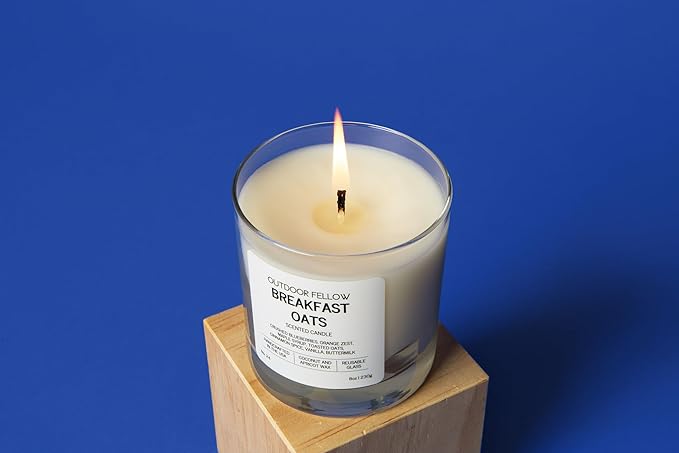 Outdoor Fellow Breakfast Oats Scented Candle – Vanilla, Maple & Cinnamon – Non Toxic Coconut Apricot Wax – Reusable Jar Candle – 8oz Fall Candle for Home