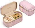 TAIMY Small Travel Jewelry Case, Mini Tiny Plush Velvet Jewelry Box for Women and Girls, Pocket Size Jewelry holder organizer for Rings Earrings and Small Items(Pink)