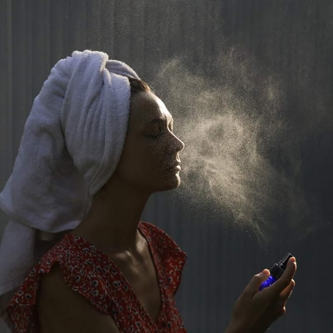 Wedama Spray Bottle, 4 oz Fine Mist Glass Spray Bottles, Little Refillable Liquid Containers for Watering Flowers Cleaning(16 Pack, Blue)