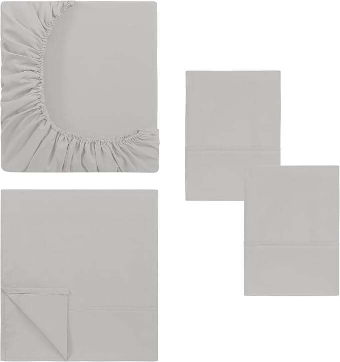 Modern Threads Soft Microfiber Solid Sheets - Luxurious Microfiber Bed Sheets - Includes Flat Sheet, Fitted Sheet with Deep Pockets, & Pillowcases Vapor Blue California King