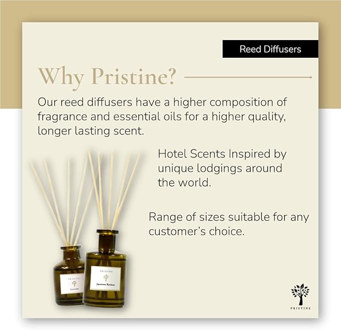 PRISTINE Campanula Blossom/Inspired by Hotel Duke Reed Diffuser for Home | Fresh Blend of Bluebell, Hyacinth, Cloves Reed Diffuser Set, Oil & Reed Diffuser Stick | Home & Office Decor | Fragrance Gift