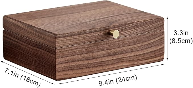 Homruilink Black Walnut Wooden Jewelry Box for Women 2 Layer Jewelry Organizer with Removable Tray for Watches Rings Earrings Necklace Bracelets Birthday Christmas Gifts