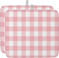 Pink Buffalo Plaid Dish Drying Mat for Kitchen Counter Valentine's Day Drying Pad Absorbent Drying Mats for Countertops Sinks Draining Racks Check Drainer Valentines Holiday Decorations 18x24 Inch