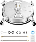 VEVOR 16.5" Pressure Washer Surface Cleaner, Stainless Steel Pressure Washer Attachments with 4 Wheels, 4000 Max PSI, 1/4 Quick Connector, 2 Spray Nozzles, 2 Extended Wands for Concrete, Patio, Deck