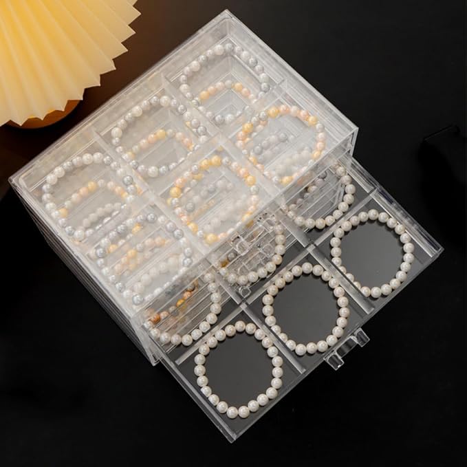 Earring Storage Box Organizer 5 Drawers Jewelry Organizer Acrylic Jewelry Storage Box Holder Compartment Transparent Display Storage Case Gift for Women Girls (30 Girds)