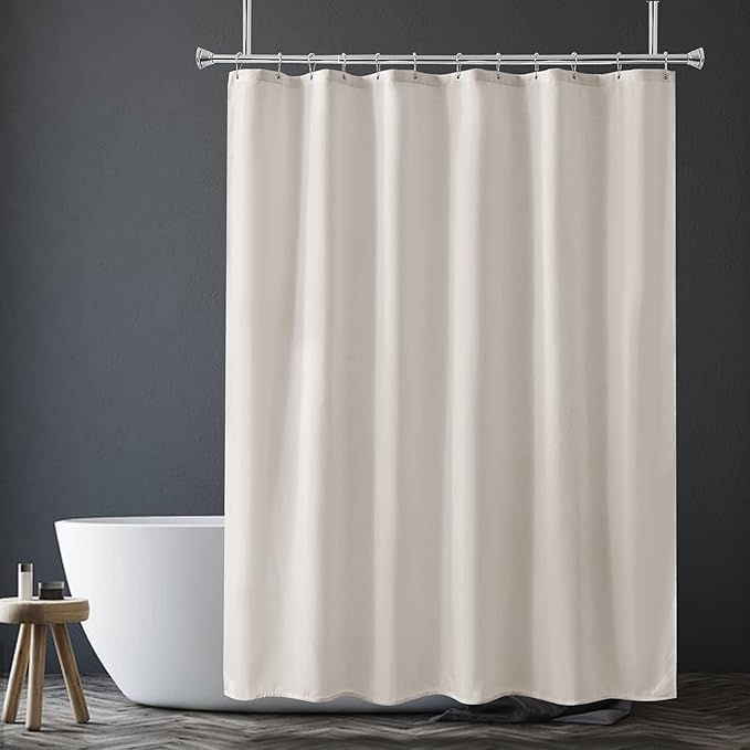 Amazer Khaki Shower Curtain Liner, Khaki Fabric Shower Liner, 2-in-1 Bathroom Shower Curtain and Liner, 12 Grommet Holes, Water Proof, Machine Washable, Hotel Quality, 72 x 72 Inches