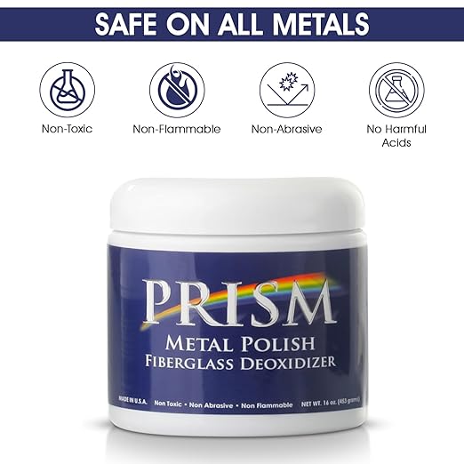 Prism Polish Metal Polish - 16 Ounce: Achieve a Safe, Lasting Shine, and Rust Removal for Metal in Minutes. The Ultimate Polish for Your Boat, Car, Motorcycle, Home, Business, and Industry.