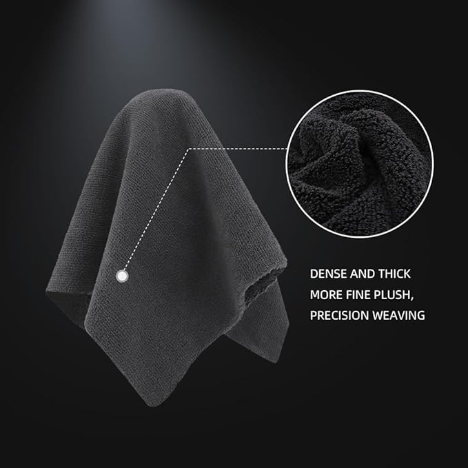 SPTA Microfiber Cleaning Towel, Microfiber Cleaning Cloth for Car Washing, 12 Pack Streak-Free, Ultra Absorbent, Washable for All Purpose Terry Microfiber Towels, 16.1in x 16.1in, 350GSM, Grey-MT038