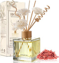 Mahogany Teak Reed Diffuser Set - 6.7 oz Glass Bottle with 4 Rattan Sticks, 3 Dried Flowers | Adjustable, Long-Lasting Scent for Home, Bedroom, Living Room, Office, Bathroom | Aromatherapy Gift Set