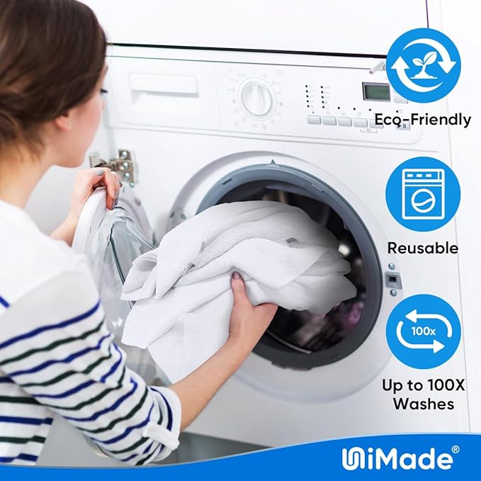 UNIMADE Microfiber Cleaning Cloth, 20 Pack Reusable Microfiber Towels for Cars Lint Free Cleaning Shop Towel Rags for Home Kitchen Automotive Bar Mechanic Restaurant Garage, 11.5"x 11.5", White