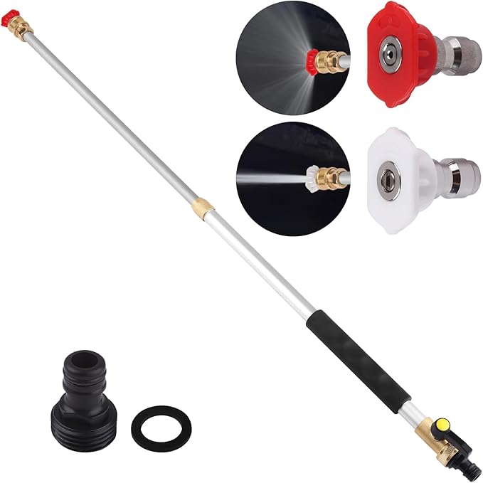CONGDAREN 2025 Upgraded Extendable Jet Nozzle Power Washer - 2-in-1 High Pressure Washer Tool for Garden Hose, Adjustable Length 18“-32”, with Dual High-Pressure Nozzles and Hose Quick Connectors