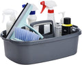 Haundry Large Cleaning Caddy with Handle, Tool Storage Basket Organizer, Sturdy Pail Bucket Organizer, Household Bucket for Cleaning Supplies - Gray