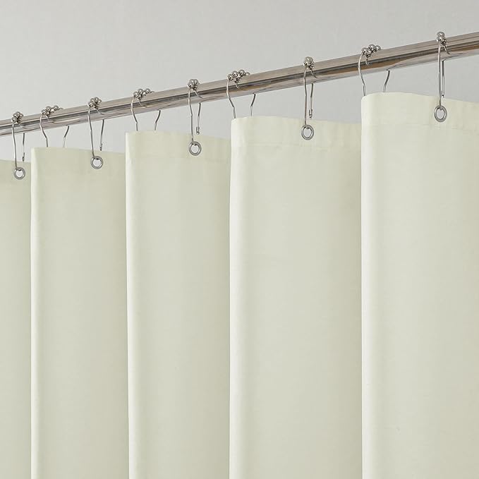 Water-Repellent Fabric Shower Curtain Liner - Hotel Quality Machine Washable, 3 Heavy-Duty Magnets with Rustproof Grommets & Weighted Hem, Standard Size 72x66in Cream