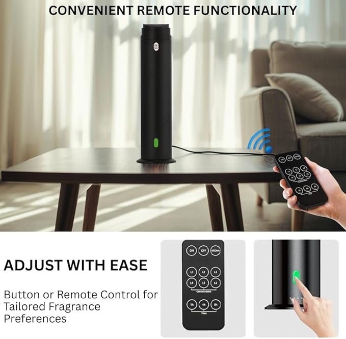 INTENSE OUD Waterless Diffuser – 120ML Essential Oil Diffuser & Aromatherapy Diffuser for Rooms up to 1000 Sq Ft, Ultra-Quiet Scent Air Machine with Remote, Timer & 5 Scent Kit – Matte Black Aluminum