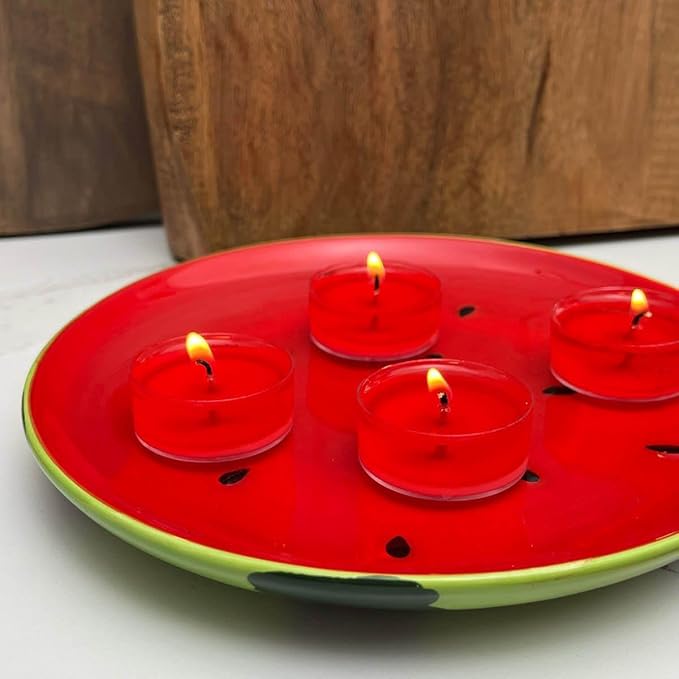 PartyLite Set of 12 Tea Lights Candles, Fresh Watermelon and Citrus Scent, Aromatherapy Scented Candles Gift Set, Up to 4 to 6 Hours Burn Time