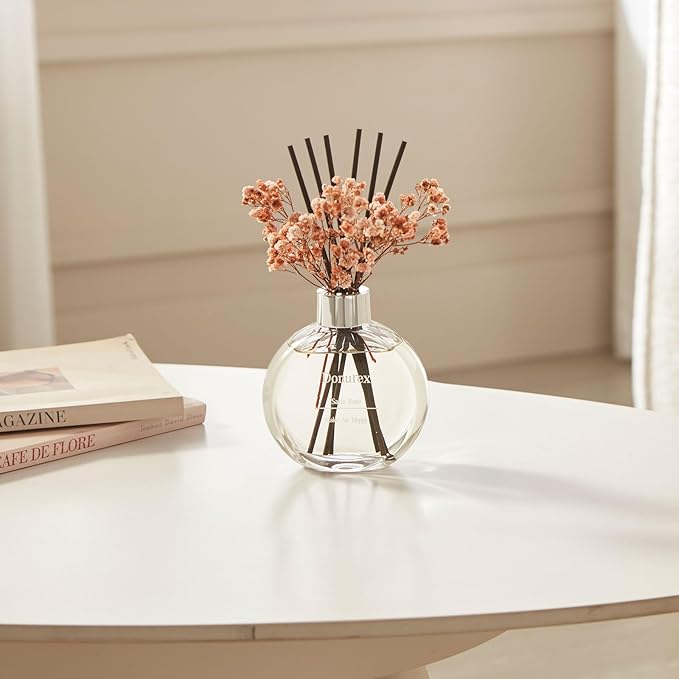 Flower Reed Diffuser Set 5.07oz Satin Rose Scent Diffuser with Sticks Home Fragrance Reed Diffuser for Bathroom Shelf Decor