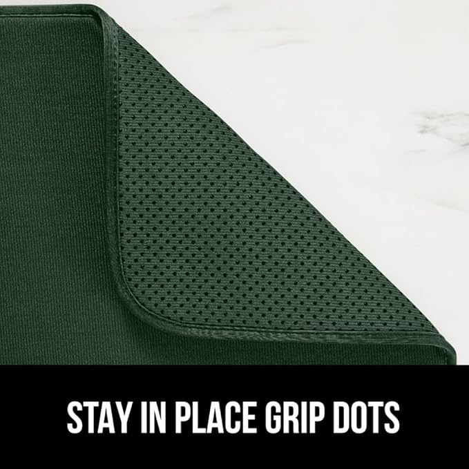 GORILLA GRIP Ultra Water Absorbent Microfiber Dish Drying Mat, Quick Dry Thick Mesh, Slip Resistant Pad for Sink Dishes or Under Rack, Kitchen Counter Accessories, Machine Wash, 18x16, Hunter Green