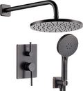 Bathroom Shower System Included Pressure Balancing Shower Mixer Valve, 10'' Rain Shower Head, 3-Setting Handheld Spray, Wall Mounted Oil-Rubbed Bronze SF001ORB-D10