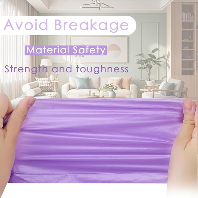 2-4 Gallon Portable Trash Bags, Thicken Vest type Small Garbage Bags for Office, Kitchen, Bedroom and more, 60 Counts Purple