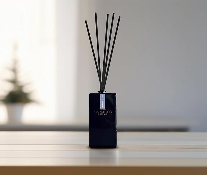 Pecksniff's Leather and Cedar Black Square Diffuser | 200 ml/6.76 Fl Oz