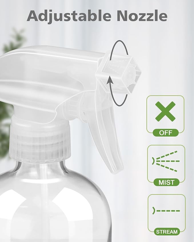 Rionisor Glass Spray Bottles with Silicone Sleeve Protection, Empty 16OZ Reusable Spray Bottles, Refillable Containers with Spray Nozzles for Cleaning Solutions, Plants and Essential Oils 1 Pack White