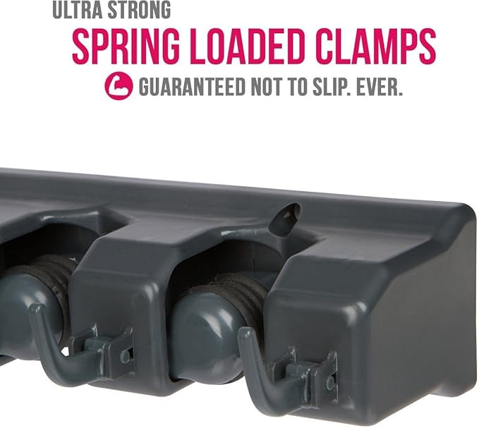 Berry Ave EXTRA GRIP Mop & Broom Holder Wall Mount – Wall Hanging Organizer for Garden Tools, Closet, and Utility Storage, Includes Hardware, Fits Standard Brooms & Mops