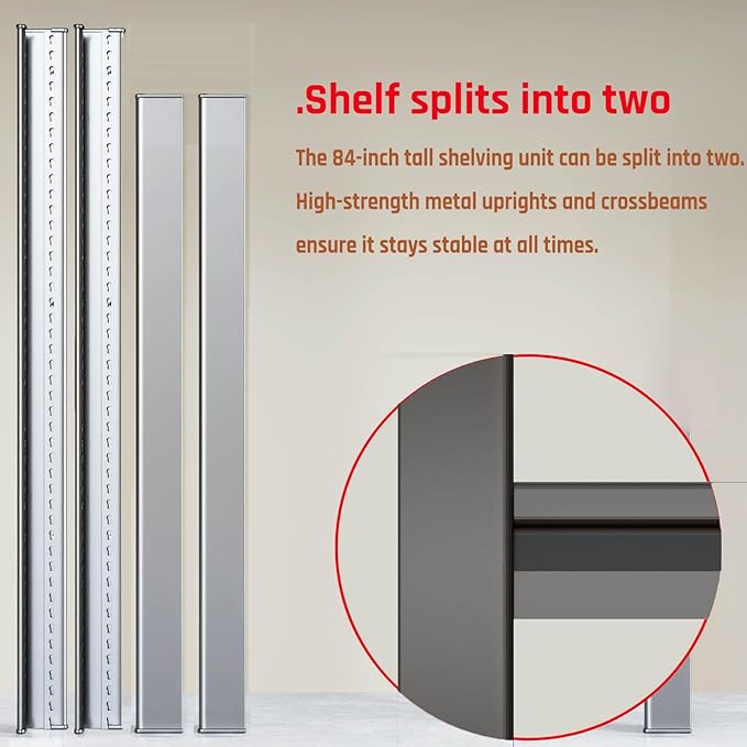 SKZNSA 68" Wide Heavy Duty Garage Shelving Units, 5-Tier Deep Storage Shelves, Metal Garage Shelves,Steel Shelf,Large Storage Rack,Industrial Shelving for Shop, 68" W x 24" D x 84" H