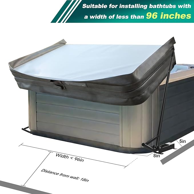 Spa Cover Lift, Under Mount Hot Tub Cover Lift Removal System Reinforced Bracket with 2 Top Mount Foam Cover, fits Most Hot Tub Sizes Spa Cover Lifts