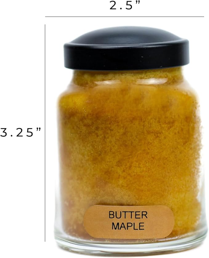 A Cheerful Giver - Butter Maple Baby Scented Glass Jar Candle (6oz) with Lid & True to Life Fragrance Made in USA