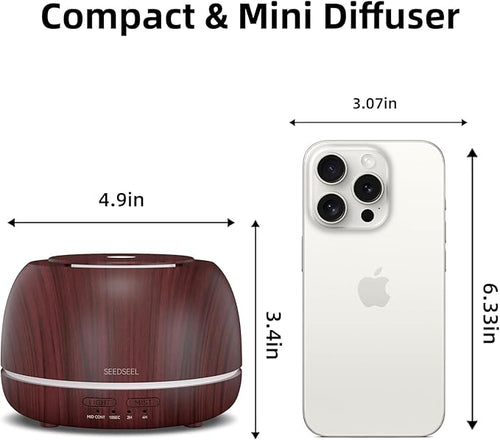 300ML Essential Oil Diffuser, Aromatherapy Diffuser with Remote Control, 4 Timers, 7-Color LED Light and Waterless Auto-Off for Room, Bedroom, Home