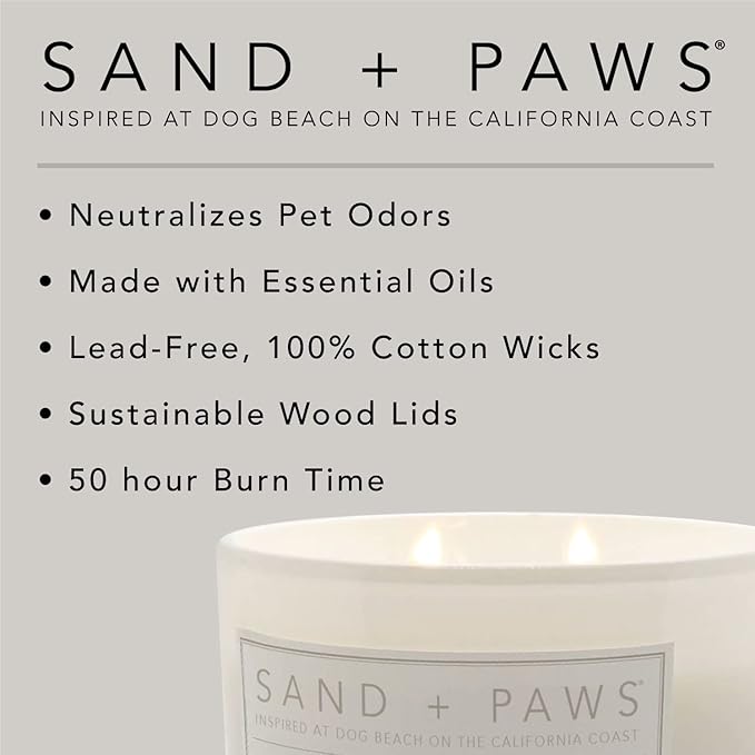Sand + Paws Scented Candle - Pineapple Coconut - Additional Scents and Sizes –Luxurious Air Freshening Jar Candles Neutralize pet Odors and Enhance Home décor – 100% Cotton Lead-Free Wicks - 21 oz