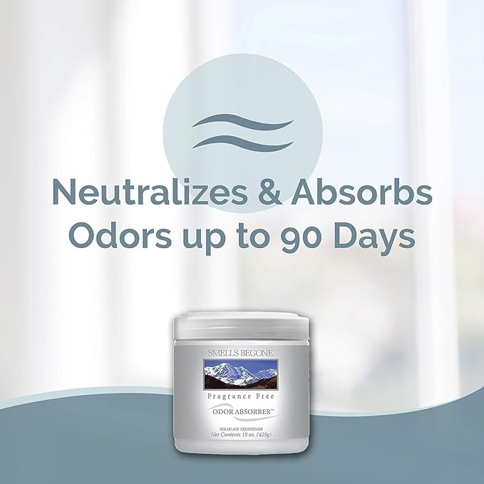 SMELLS BEGONE 15oz Gel Odor Eliminator - Absorb & Remove Tough Odors in Pet Areas, Bathrooms, Basements, Garage, Cars, RVs & Boats - Eliminate Odors Quickly (6-Pack, Fragrance Free)