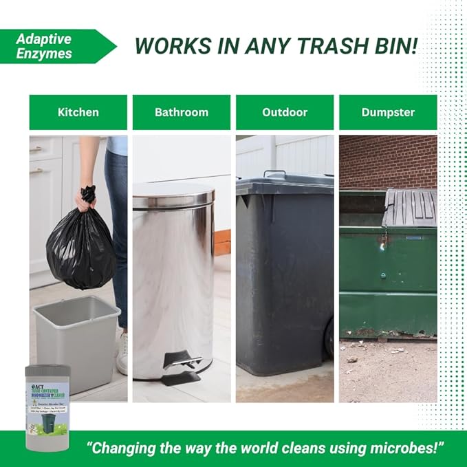 ACT Trash Deodorizer and Cleaner | Eliminates Odors Controls Garbage Sludge | for Garage and Outdoor Bins | Dry Powder Eco-Friendly 10lb