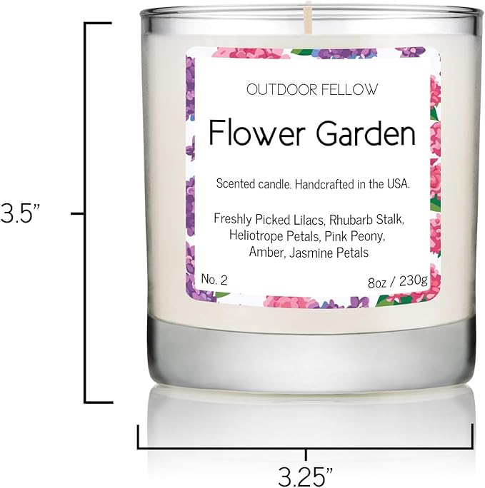 Outdoor Fellow Flower Garden Candle, 8oz, Lilac & Jasmine, 50-Hour Burn Time, Spring Scented Candle, Relaxing Fragrance, Elegant Gift for Any Occasion