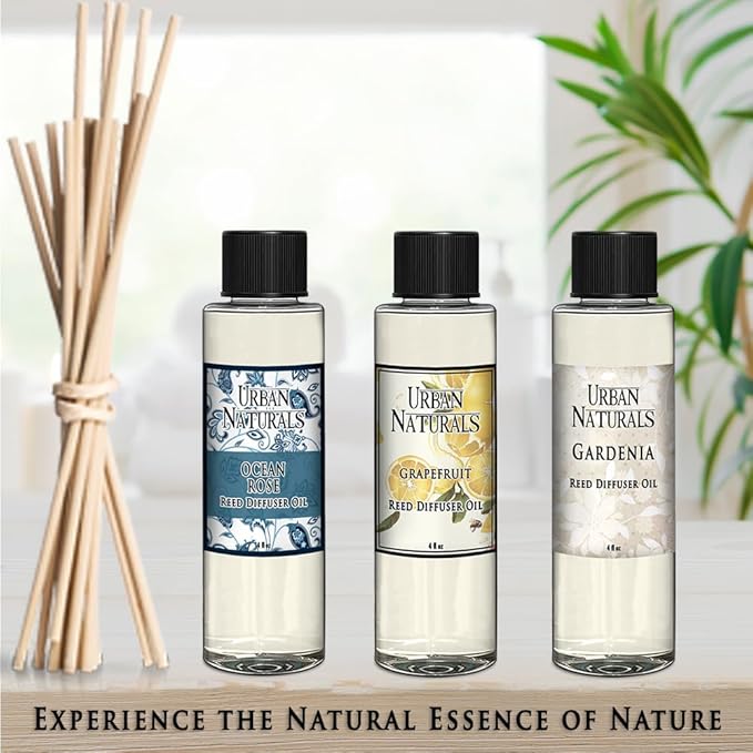 Urban Naturals Lemon Verbena Scented Oil Reed Diffuser Refill | Includes a Free Set of Reed Sticks, 4 oz (2 Pack)