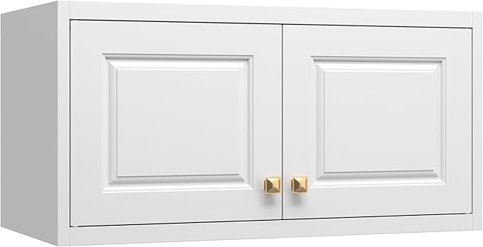 32" Metal Wall Cabinet 2 Doors,Pantry Cabinet Hanging Cabinets with Handle,Bathroom Storage Cabinet,16" D x 32" W x 15" H