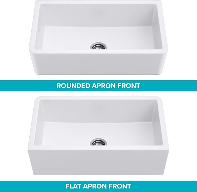 KRAUS Turino 33-inch Farmhouse Reversible Apron Front Fireclay Single Bowl Kitchen Sink in Matte White, KFR1-33MWH