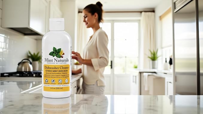 Mint Naturals Clean Cycle Dishwasher Cleaner & Degreaser – Removes Odor, Limescale & Grease Build-Up, Low-Foam Citrus Mint Formula – 12 oz Made in USA