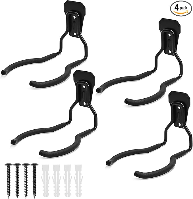 Heevir Garden Power Tool Hanger - 4Pcs Steel String Trimmer Holder Wall Mount, Grass Trimmer Organizer, Weed Eater Rack Garage Storage Hook for Weed Wacker, Leaf Blower and Other Lawn Equipment